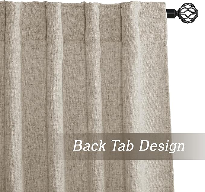 RYB HOME Natural Beige Linen Sheer Curtains 96 inches Long - Image 3