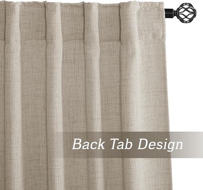 RYB HOME Natural Beige Linen Sheer Curtains 120 inches Long - Image 5