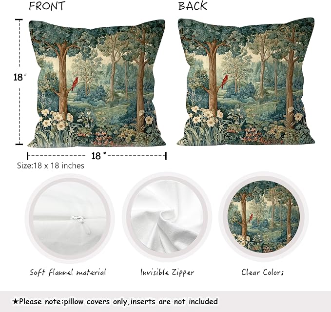 Rustic Spring Forest Pillow Covers 18x18 Double-Sided, Cottagecore Forest - Image 2