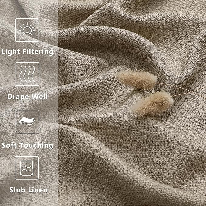Gwine Camel Valance for Windows, Light Filtering Faux Linen Textured Kitchen - Image 3