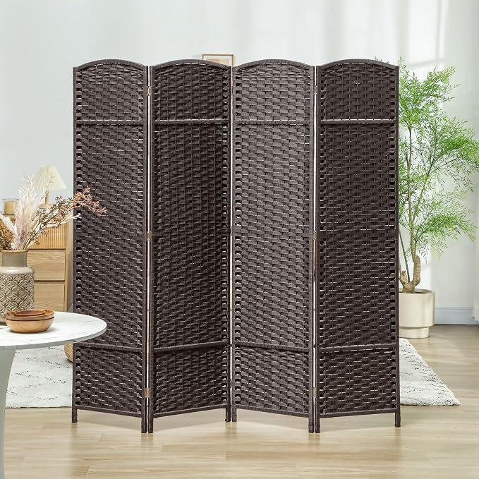 HOMCOM Room Divider, 4 Panel Folding Privacy Screen, 5.6' Tall Freestanding - Image 6