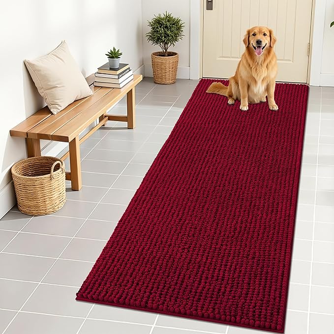 OLANLY Dog Door Mat for Muddy Paws 70x24, Ultra Absorbent Chenille Mud Doormat by OLANLY
