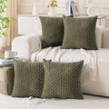 Set of 4 Olive Green Decorative Throw Pillow Covers 22x22 Inch Corduroy Pillow by Cozoomy
