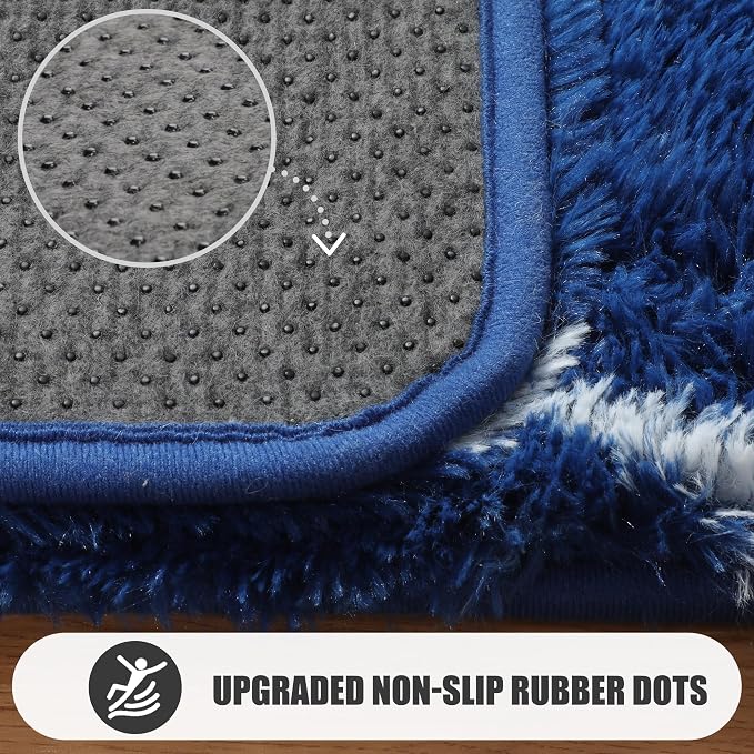 ONASAR 5x7 Area Rugs for Living Room Bedroom, Fluffy Navy Blue and White Throw - Image 8