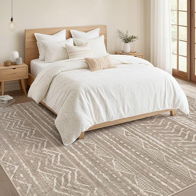 Nakagishi 10x14 Area Rugs Living Room: Washable Boho Large Neutral Modern Soft - Image 5
