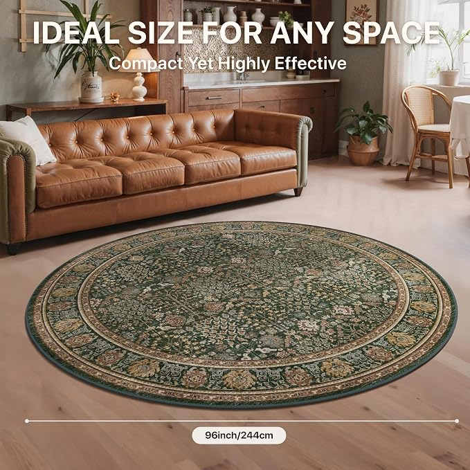 Bavni Round Rug 8ft-Machine Washable Area Rugs Non-Slip - Image 7