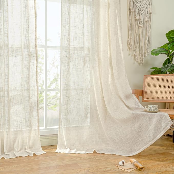 LAMIT 102 inch Long Linen Curtains 2 Panels - Image 9