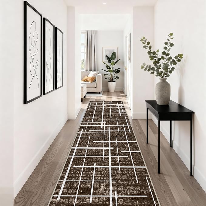 Non Slip Hallway Runner Rug 2x10, Washable Long Rug, Woven Thin Low Pile Carpet - Image 6