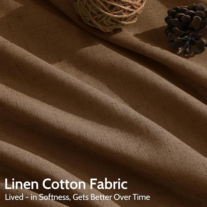 Tobacco Brown Linen Curtains 108 Inches - Image 4