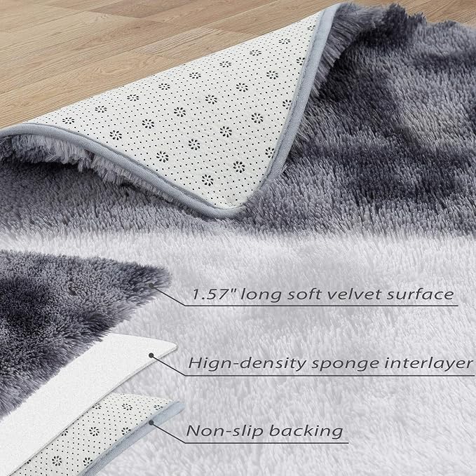 CAROMIO Extra Large 8' x 10' Fluffy Area Rug - Image 5