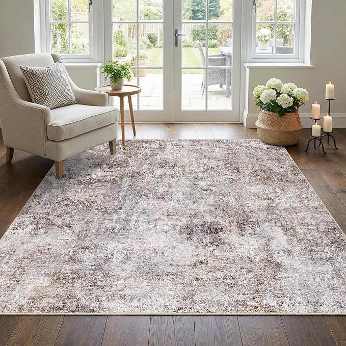 5 Square Area Rug: Washable Low Pile Carpet by Puino
