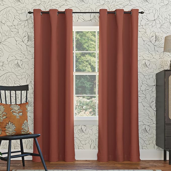 Sun Zero Easton Energy Saving Blackout Grommet Curtain Panel, Terracotta Orange by SunZero%E2%84%A2