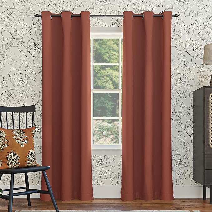 Sun Zero Easton Energy Saving Blackout Grommet Curtain Panel, Terracotta Orange by SunZero%E2%84%A2