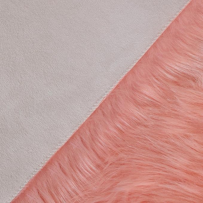 linmopm Faux Fur Rug Sheepskin Shag Fluffy Fuzzy Pink 3x3 ft Rugs - Image 4
