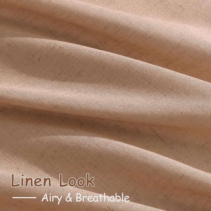 Nanspring Peach Linen Curtains 102 Inches Long Rod Pocket Back Tab Drapes 2 - Image 3