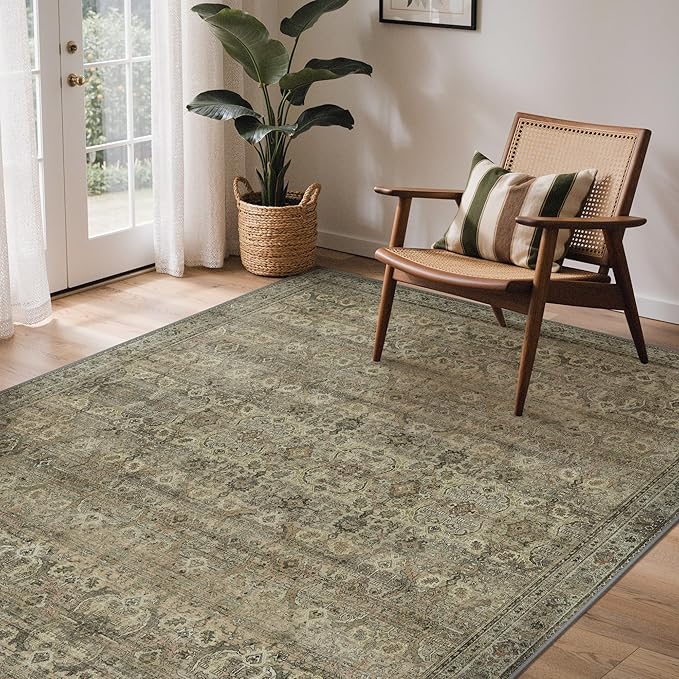 GENIMO 3x5 Area Rugs for Living Room, Machine Washable Non Slip Vintage Rugs by GENIMO
