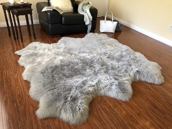Free Shape Luxury Soft Fluffy Shag Area Rug Sexto 6 Pelts 6'x6', 180x180 cm by LAMBZYRUGS