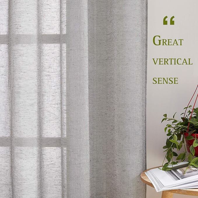 NICETOWN Linen Curtains Charcoal Grey - Image 5