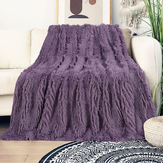 Tuddrom Decorative Extra Soft Faux Fur Blanket Twin Size 70" x 78", Solid - Image 2