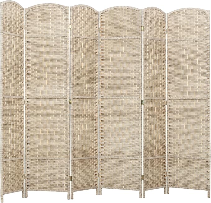 HOMCOM Room Divider, 6 Ft 6 Panel Folding Privacy Screen, Hand-Woven PP Wall by HOMCOM