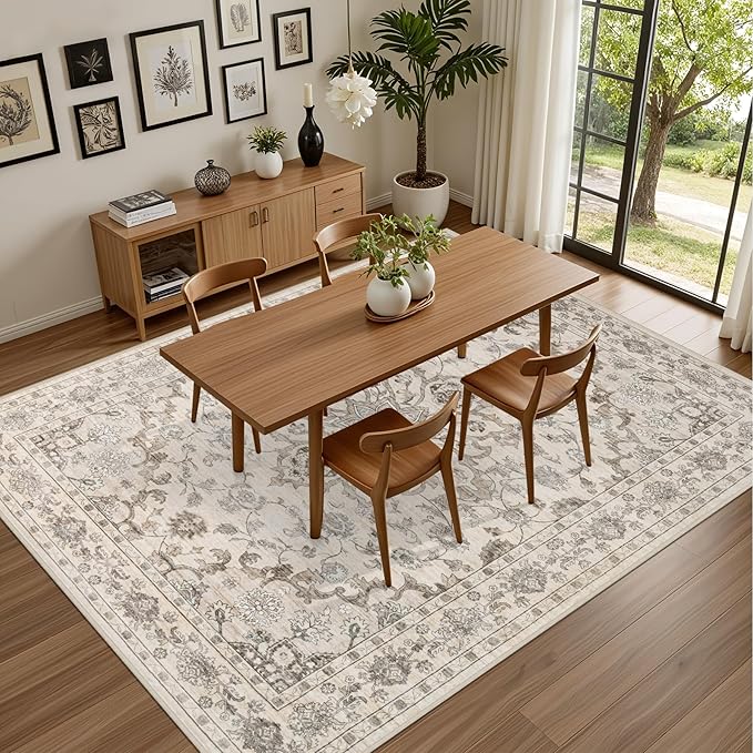 6x9 Area Rugs Living Room Rug: Washable Vintage Distressed Floral Rug No Slip - Image 5