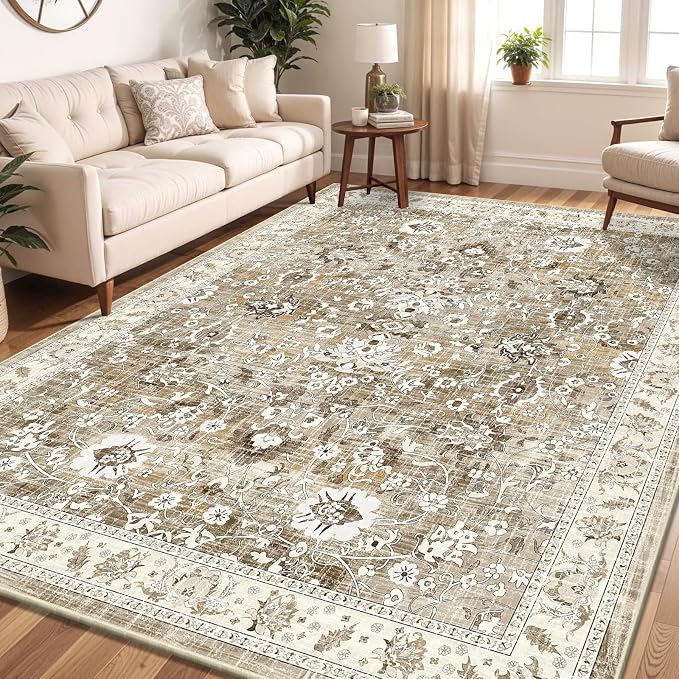 LOKHOM Living Room Area Rug 8x10, Non-Slip Vintage Soft Large Bedroom Rug by LOKHOM