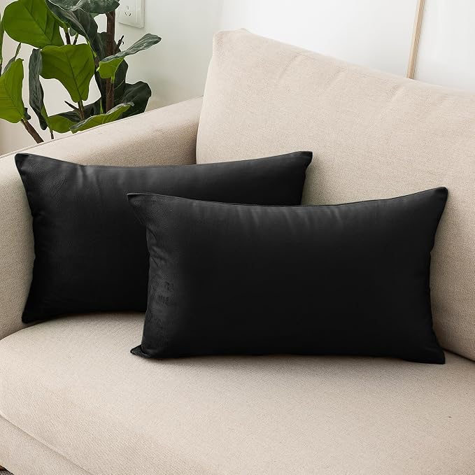 NiNi ALL Decorative Throw Pillow Covers Velvet 20x30 Inch Pack of 2 Black by NiNiALL