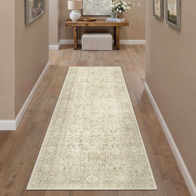 PureCozy Beige Runner Rug 2x6 Vintage Area Carpet Hallway Long Indoor Kitchen by PureCozy