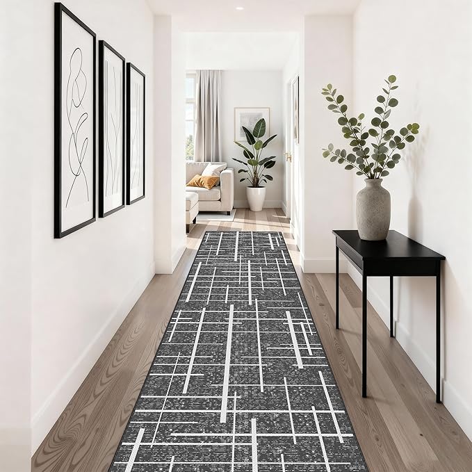 Non Slip Hallway Runner Rug 2x10, Washable Long Rug, Woven Thin Low Pile Carpet by TTelephant