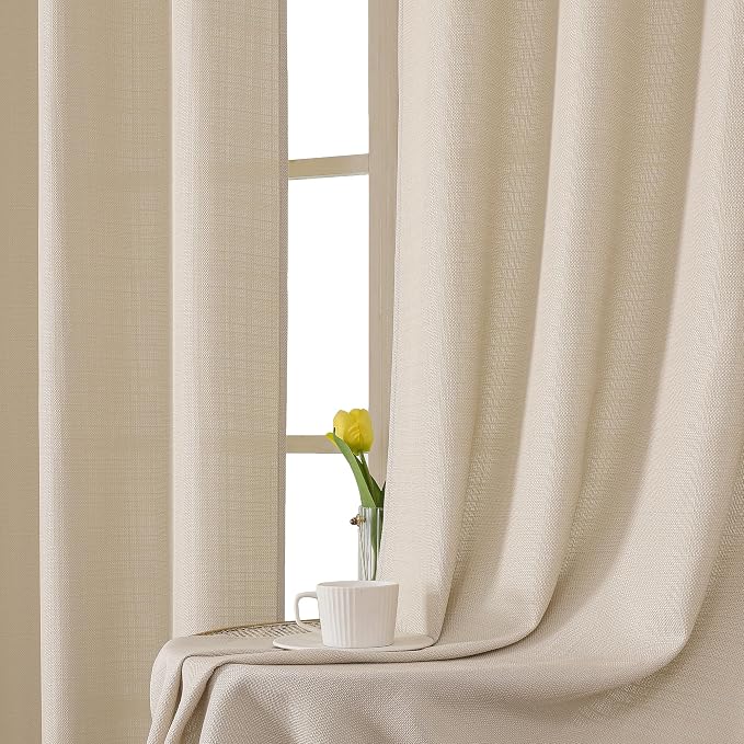 Chyhomenyc Light Filtering Curtains 72 Inch Length 2 Panels Set, 100% Polyester - Image 7
