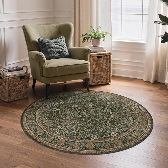 Bavni Round Rug 4ft-Machine Washable Area Rugs Non-Slip by BAVNI