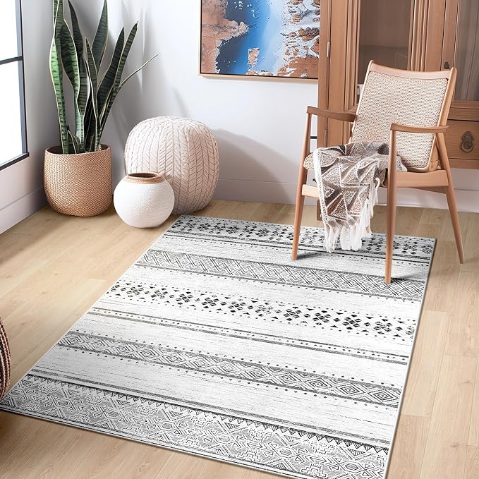 BESTSWEETIE 3x5 Area Rugs for Living Room Washable Moroccan Farmhouse Neutral - Image 6