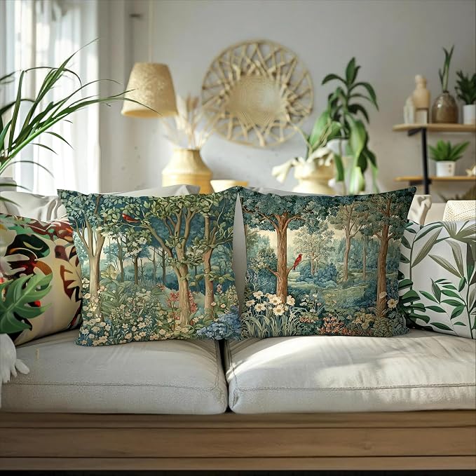Rustic Spring Forest Pillow Covers 18x18 Double-Sided, Cottagecore Forest - Image 5