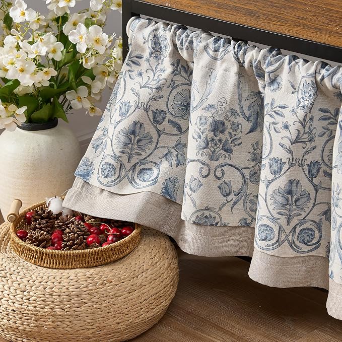 jinchan Linen Valance Kitchen Curtain Pack of 2 Double Layer 16 Inch - Image 9