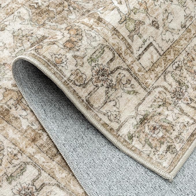 PureCozy Brown Area Rug 6x9 Vintage Washable Distressed Living Room Carpet - Image 8