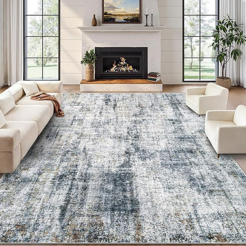 10x14 Area Rug for Living Room: Washable Abstract Large Soft Rugs Non Slip by MXSANYOORUG