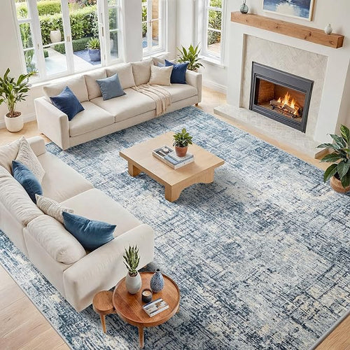 10x14 Area Rugs for Living Room Washable Rug: Anti-Skid Abstract Modern Living by Crority