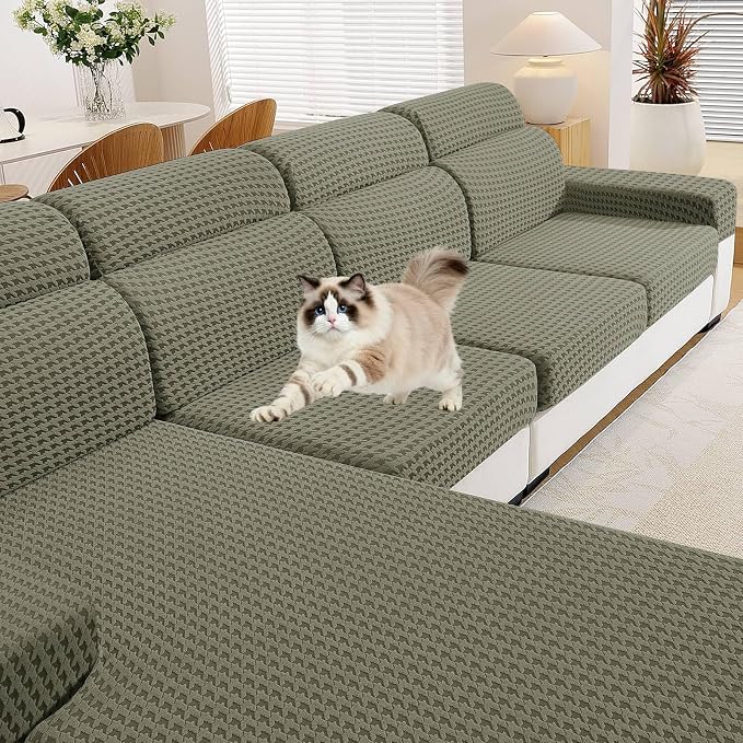 MAXIJIN Couch Cushion Covers for Sectional Sofa, Stretch Sofa Cushion Cover by MAXIJIN