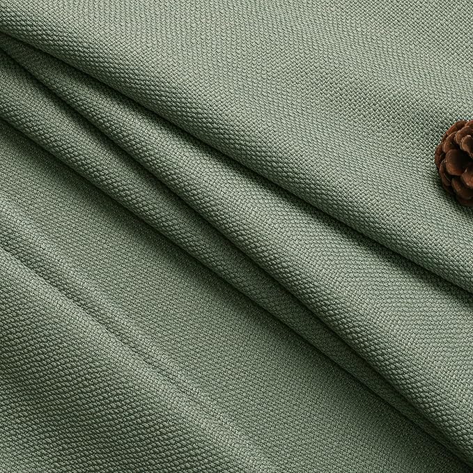 Chyhomenyc Sage Green Curtains 54 Inch Length 2 Panels, Faux Linen Textured - Image 5