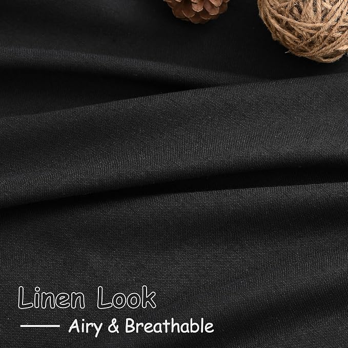 Black Linen Curtains 120 inch Extra Long - Image 6