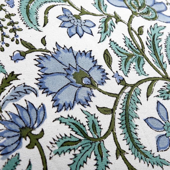 Ridhi Block Print Columbia Blue Pillow Cover 18" x 18" Decorative Couch Pillows - Image 8