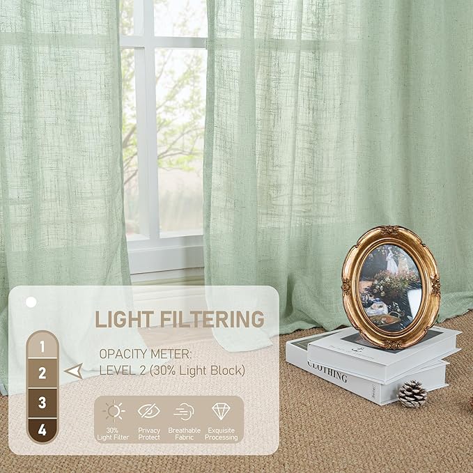 LAMIT Linen Curtains for Living Room 84 inch Length 2 Panels, Light Filtering - Image 4