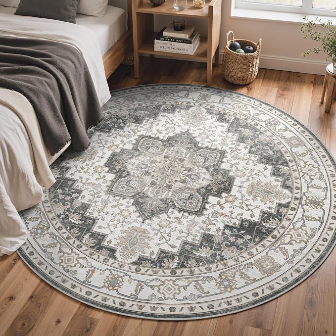GENIMO 6FT Round Area Rugs for Living Room, Circle Rugs Machine Washable Low - Image 3