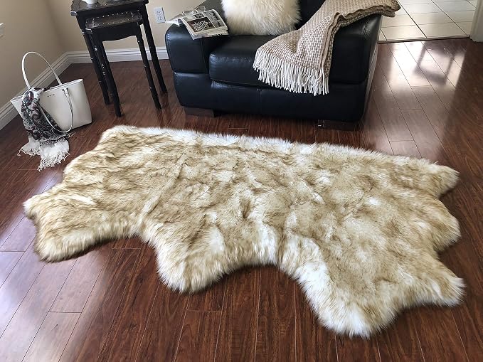 Free Shape Luxury Soft Fluffy Shag Area Rug Triple Side by Side 3'x6', 90x180cm by LAMBZYRUGS