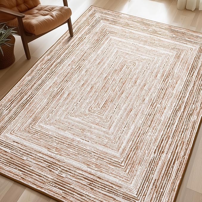 Phantoscope Washable Area Rug 5'x7' Non-Slip, Modern Neutral Boho Rugs by Phantoscope