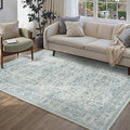PureCozy Blue Area Rug 4x6 Washable Office Entryway Carpet Soft Vintage Indoor by PureCozy