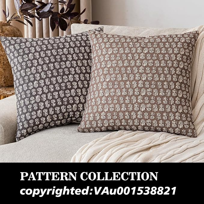 Foindtower Set of 2 Decorative Neutral Floral Print Throw Pillow Covers Vintage - Image 4