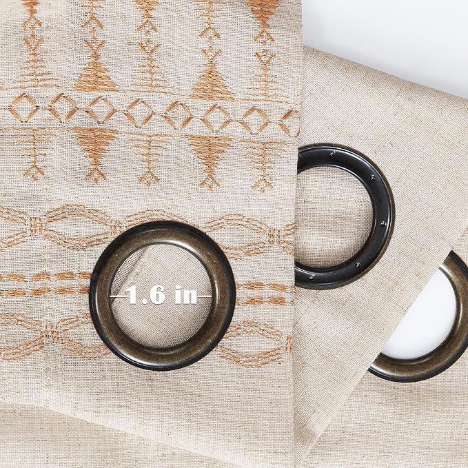 jinchan Boho Curtains for Bedroom Linen Blend Boho Curtains 96 Inches Long 2 - Image 6