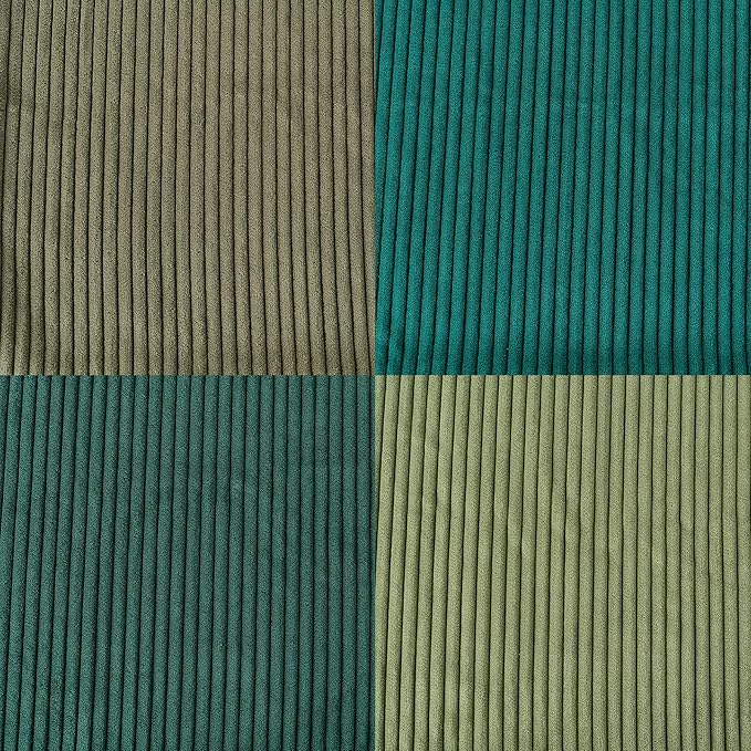 Volcanics Set of 4 Dark Green Corduroy Decorative Couch Throw Pillow Covers - Image 5