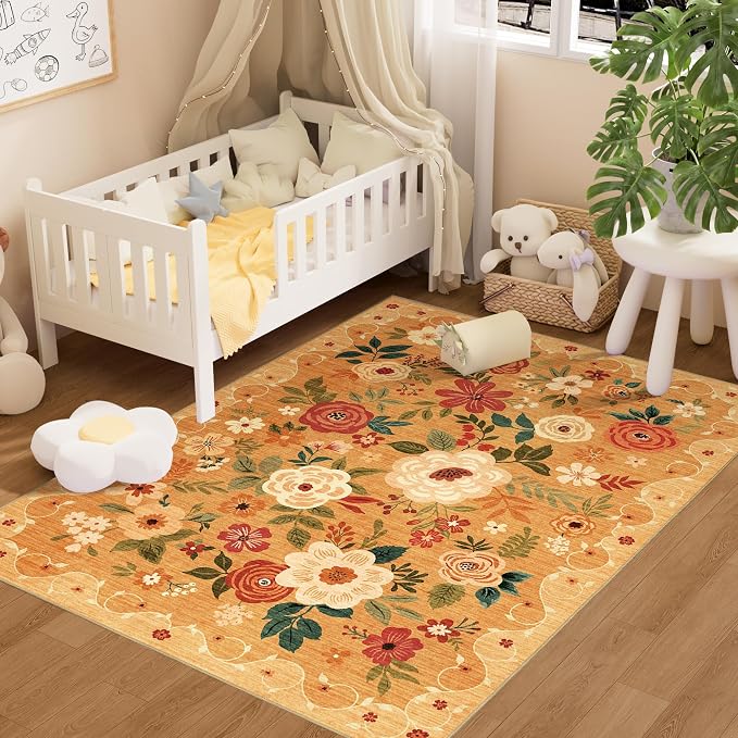 DUKINO 3x5 Area Rug, Floral Rugs by DUKINO